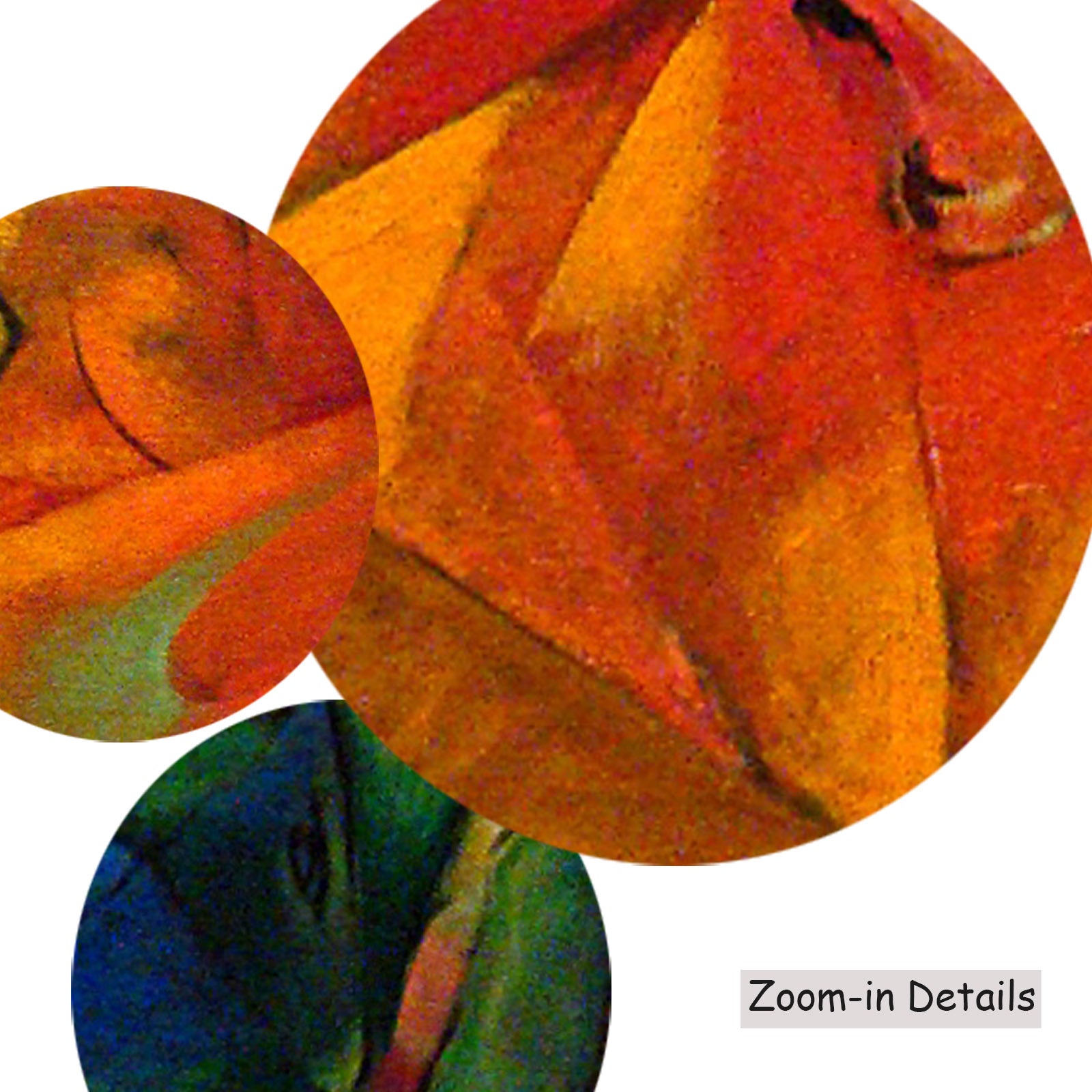 Close-up detail of the brushwork on Animals in a Landscape, a large red and green Expressionist Abstract canvas by Franz Marc