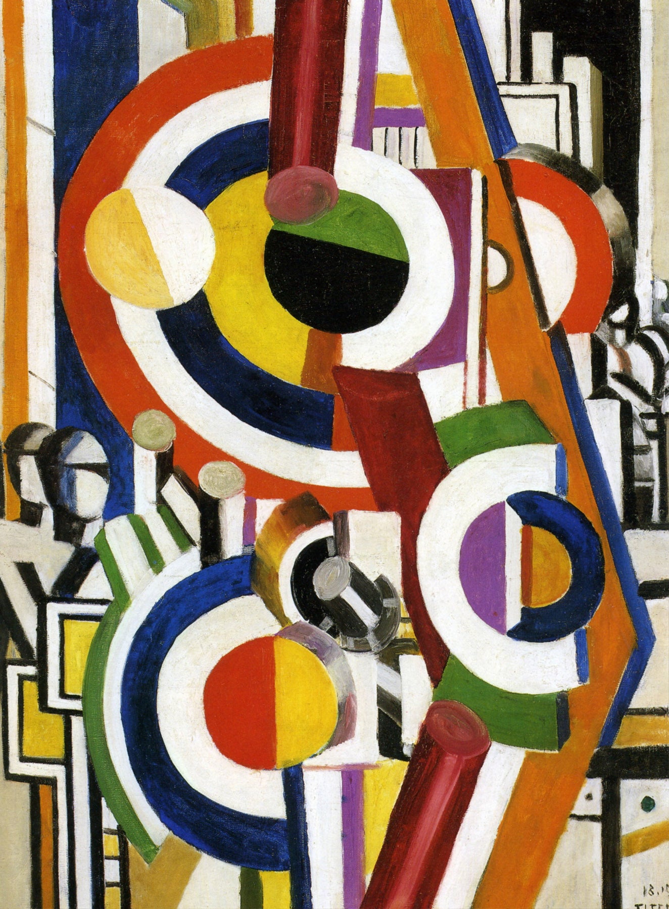 Large blue and red Cubist Abstract canvas print of Discs by Fernand Léger