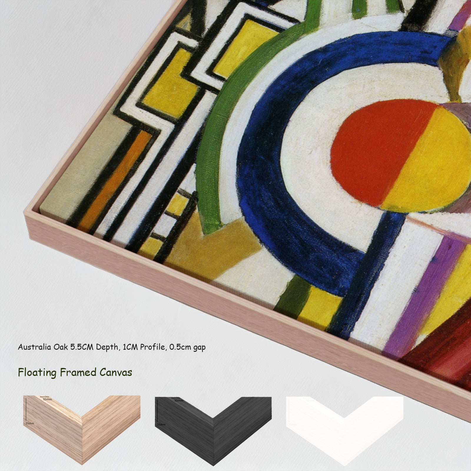 Discs by Fernand Léger in a floating frame, large blue and red Cubist Abstract canvas print