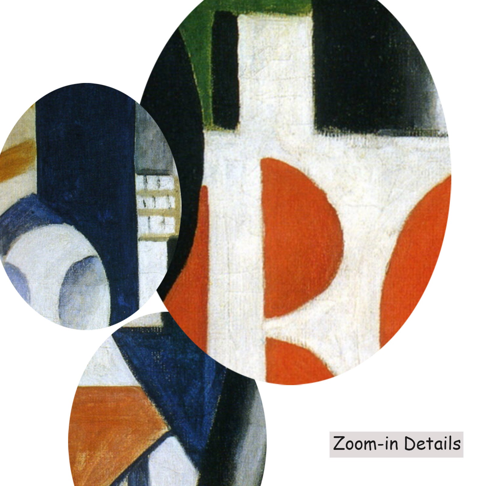 Close-up detail of the brushwork on Men in the City, a large orange and white Cubist Abstract canvas by Fernand Léger