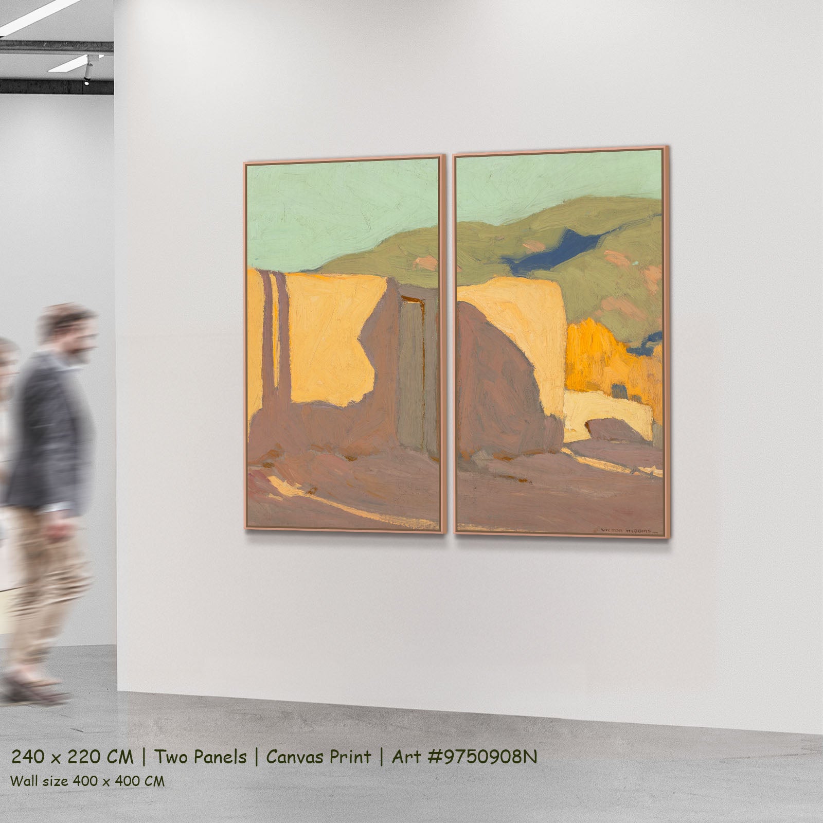 Shadow Street by Victor Higgins as a large two-panel gold and grey Landscape canvas set
