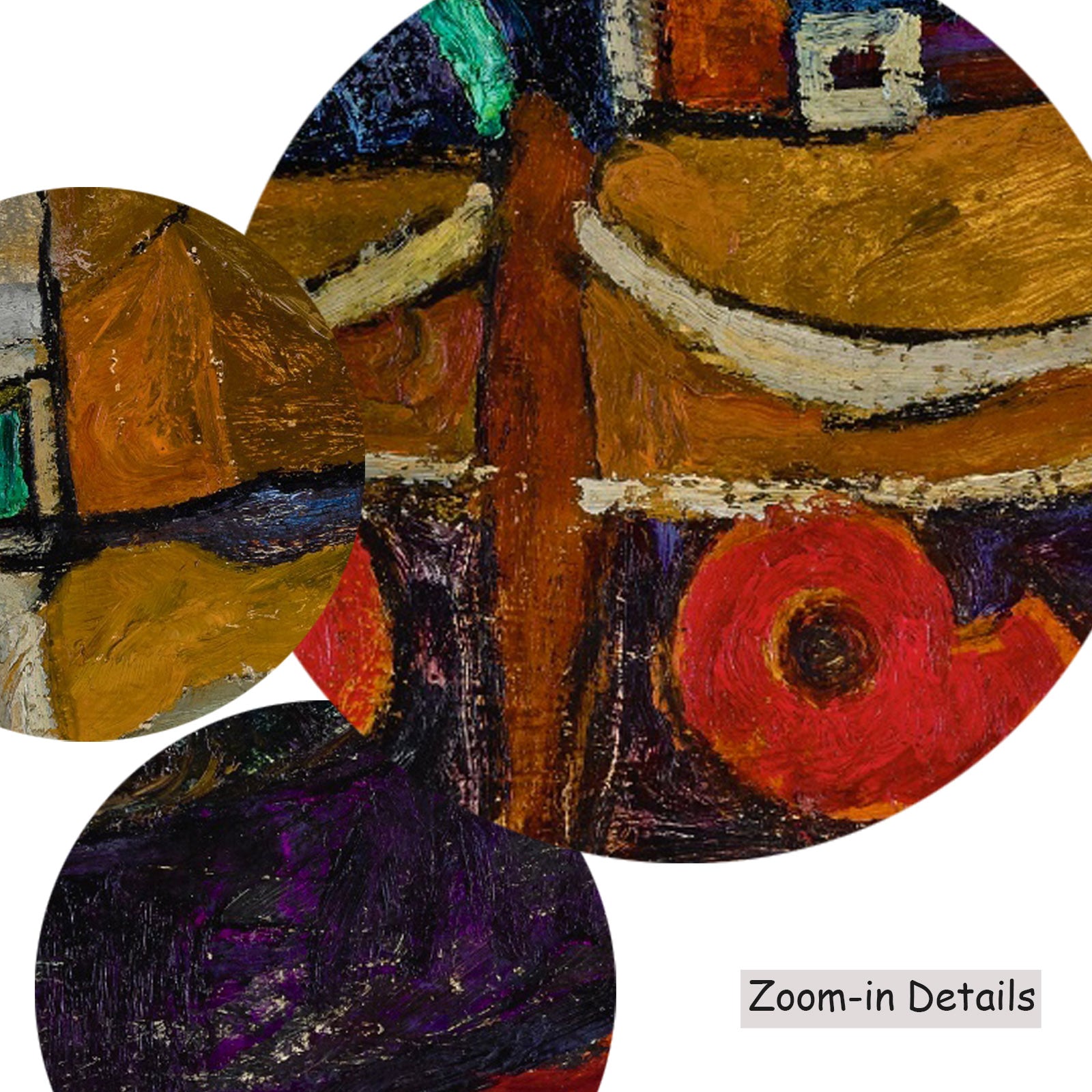 Close-up detail of the brushwork on Trieste Fishing Boat, a large brown and grey Expressionist Abstract canvas by Egon Schiel