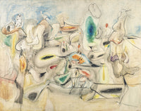 Large yellow and green Abstract canvas print of Good Afternoon, Mrs. Lincoln by Arshile Gorky