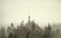 Large brown and white Landscape canvas print of Statue of the Madonna in the by Caspar David Friedrich