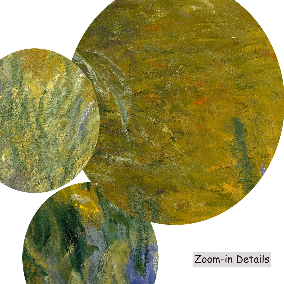 Claude Monet — Path through the Irises canvas — close-up detail of the framed canvas print