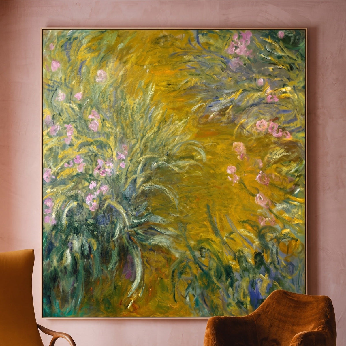 Claude Monet | Large Green Yellow Impressionist Canvas Wall Art | Path through the Irises — room photo 2
