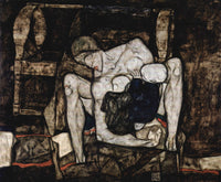 Large brown and white Expressionist canvas print of Blind Mother, or The Mother by Egon Schiele
