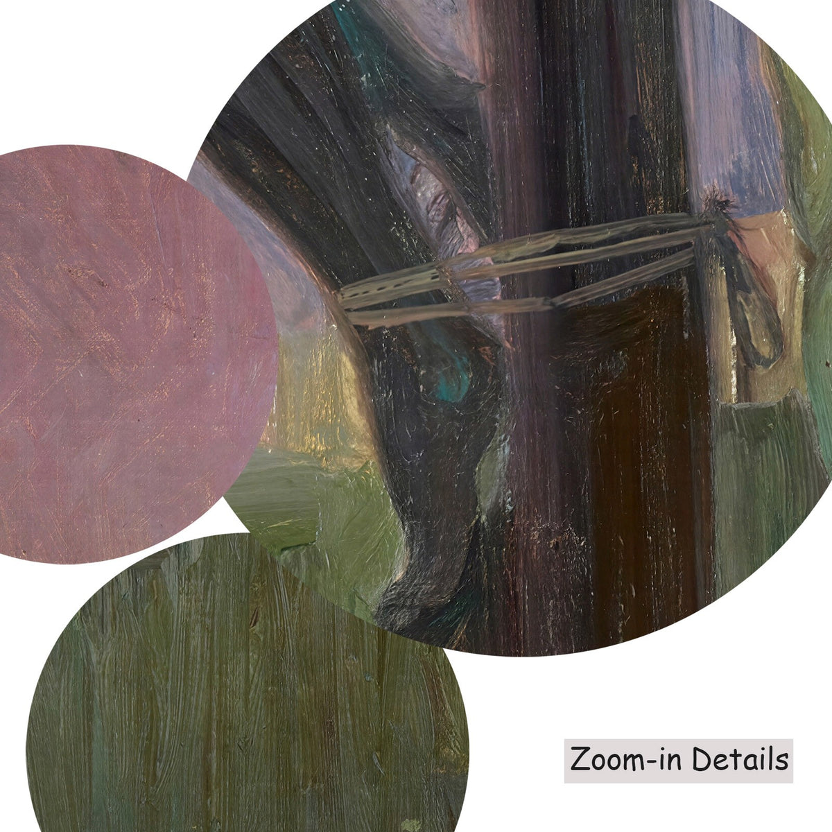 Egon Schiele — Close-up detail of the brushwork on Crucifixion with Darkened Sun, a large pink and green Expressionist…