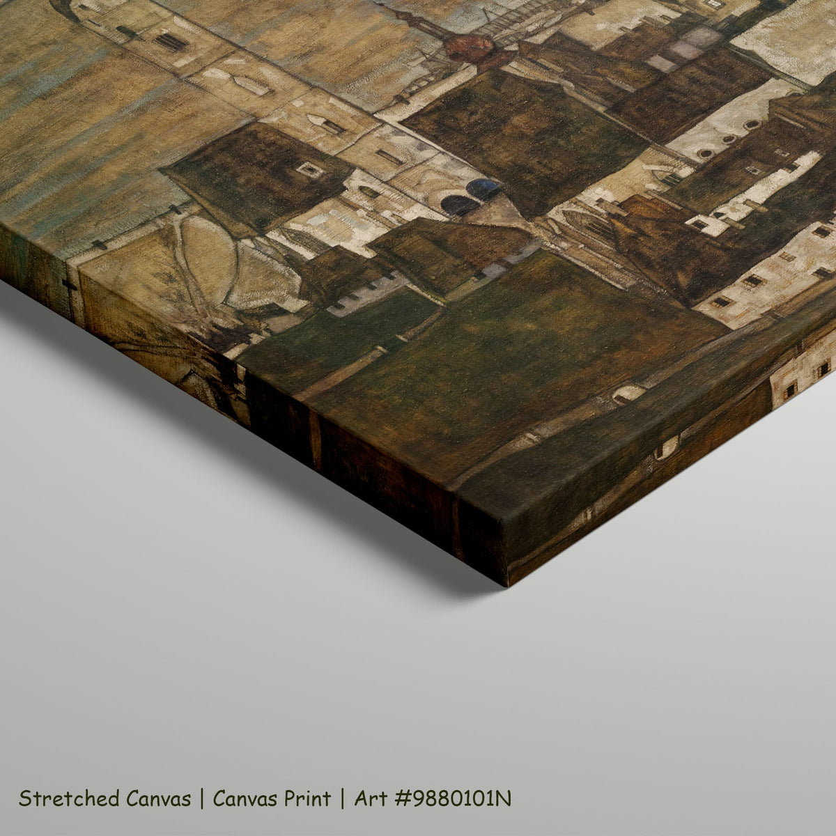 Stein on the Danube II by Egon Schiele as a large stretched brown and olive Expressionist Abstract canvas print