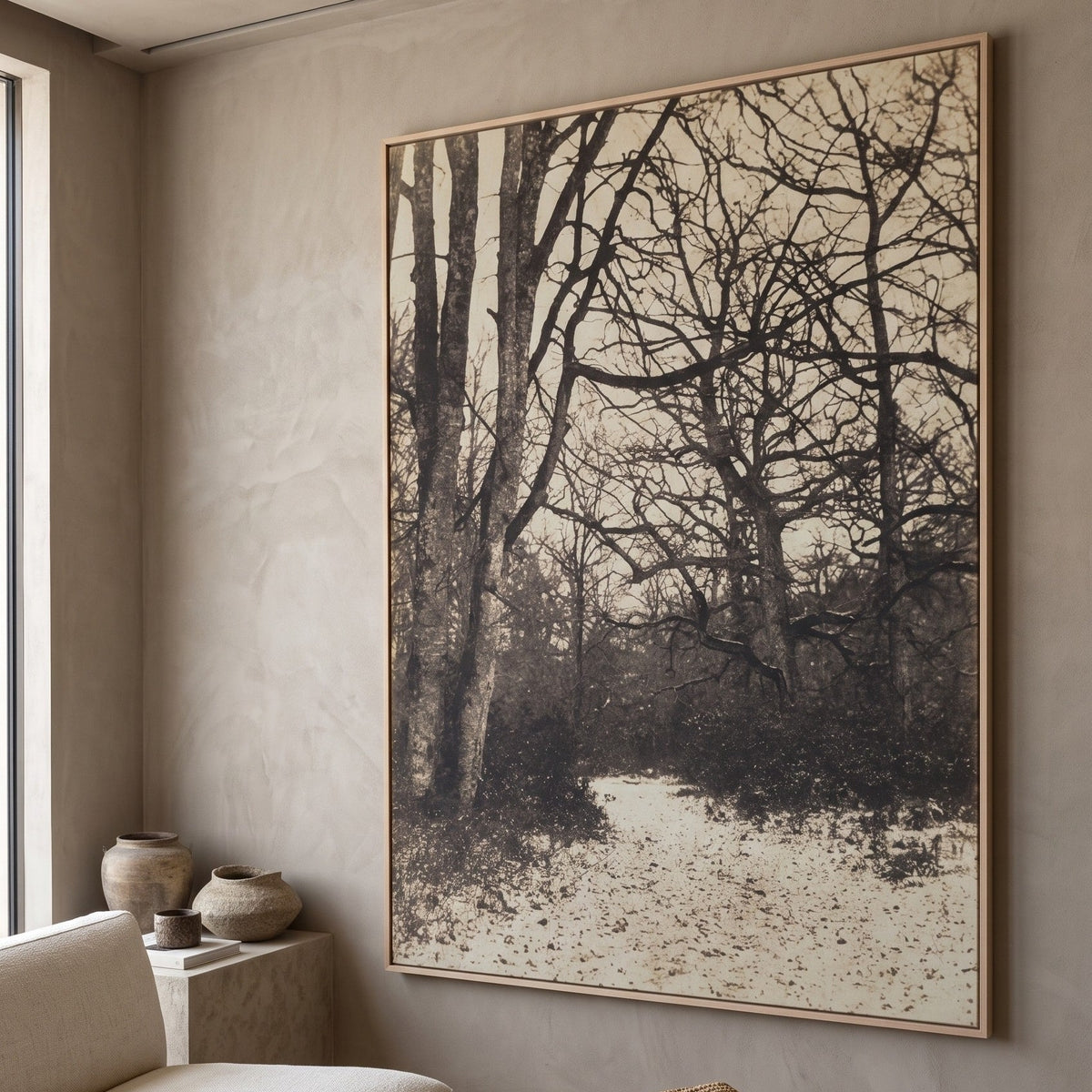 Eugène Cuvelier | Large Brown Photography Canvas Wall Art | Fontainebleau Forest — room photo 2