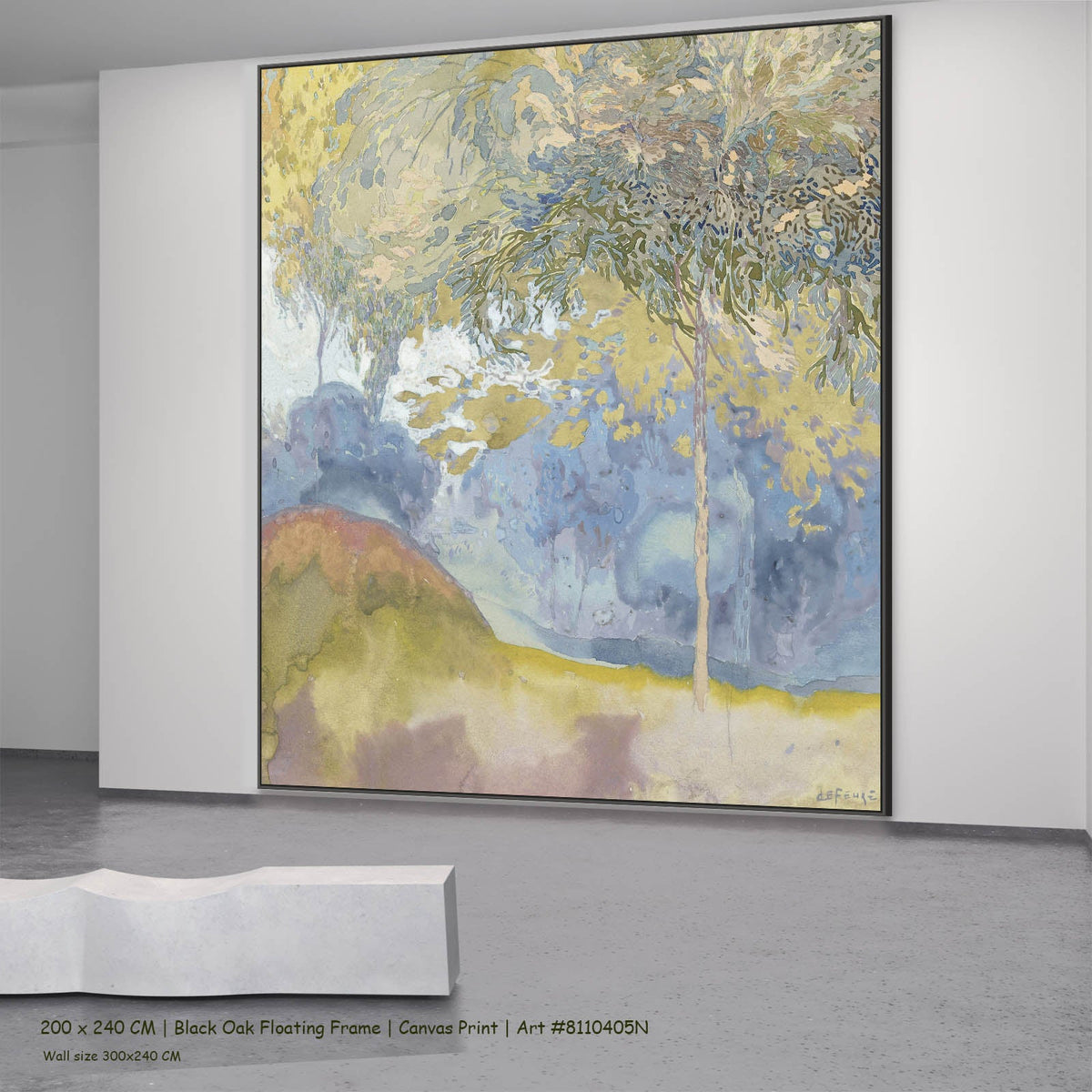 Georges de Feure — Wooded Landscape Landscape canvas wall art in a black oak floating frame, 200 × 240 cm
