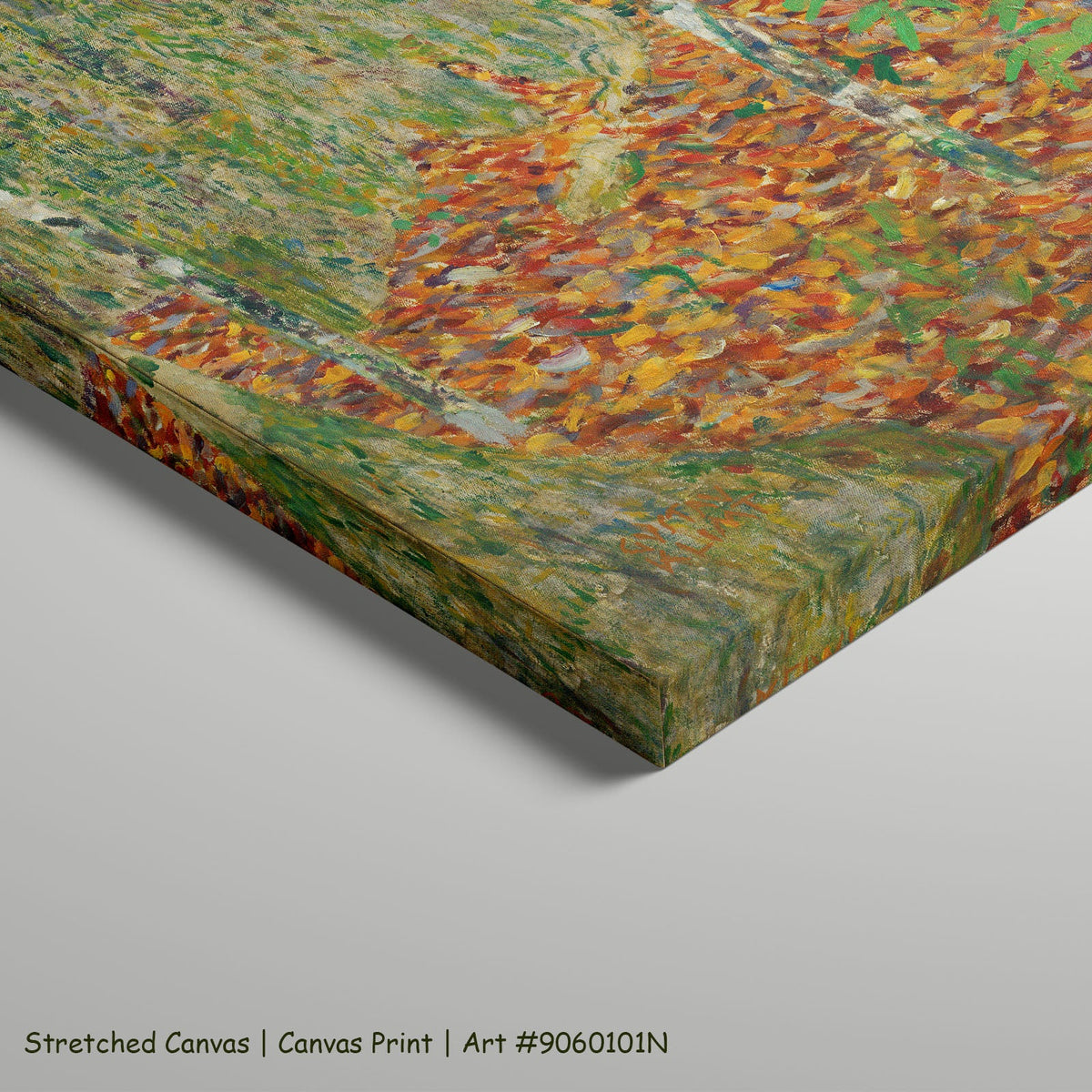 Birch Forest by Gustav Klimt as a large stretched orange and green Impressionist canvas print