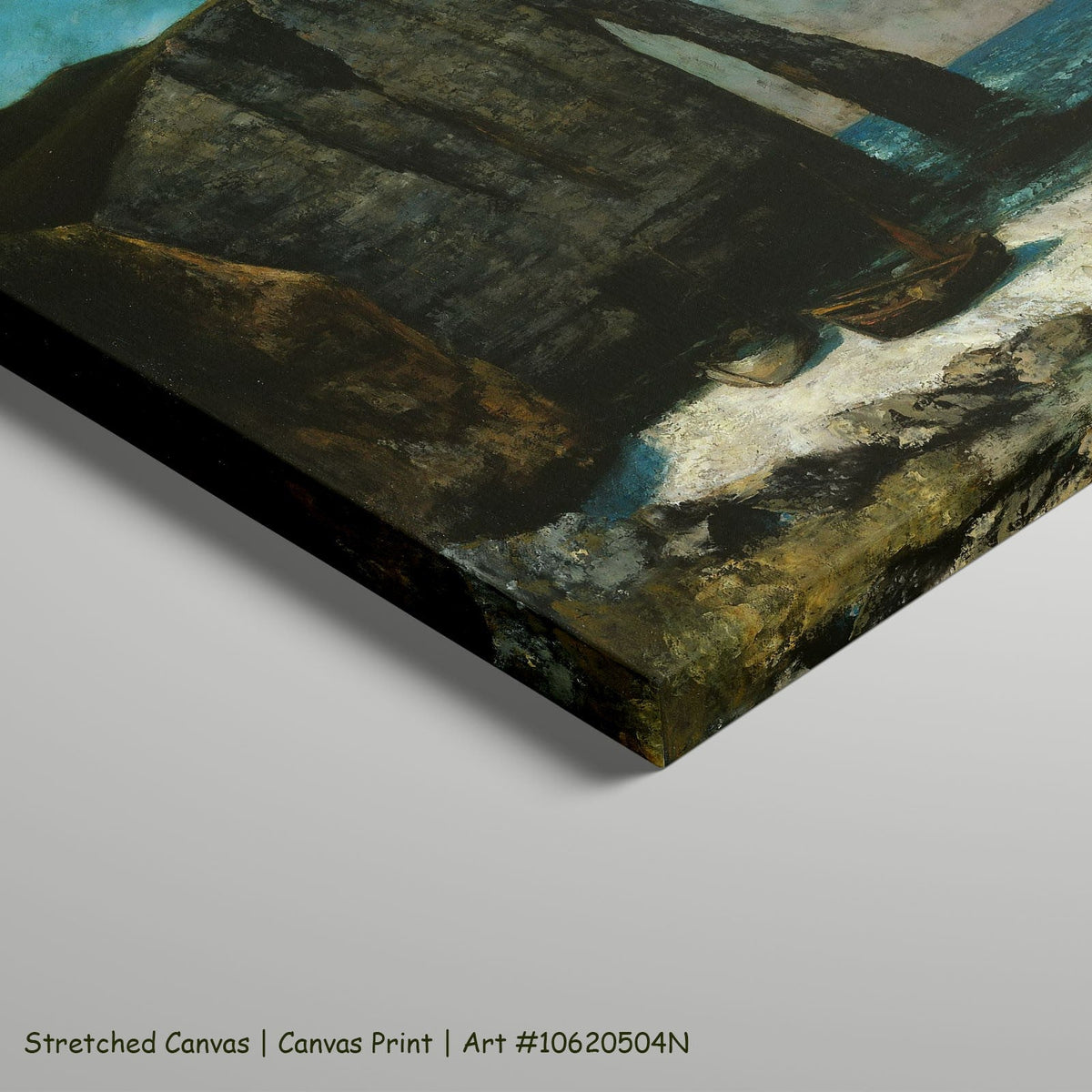 The Cliff at Étretat by Gustave Courbet as a large stretched aqua and grey Landscape canvas print