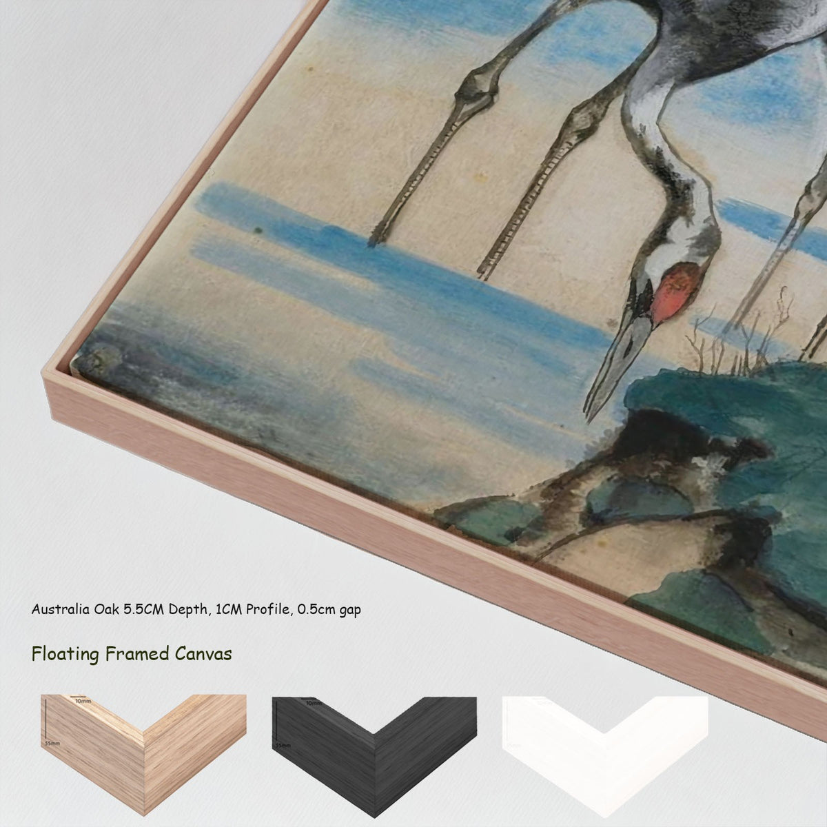 Reiher by Hans Thuar in a floating frame, large green and blue Expressionist canvas print