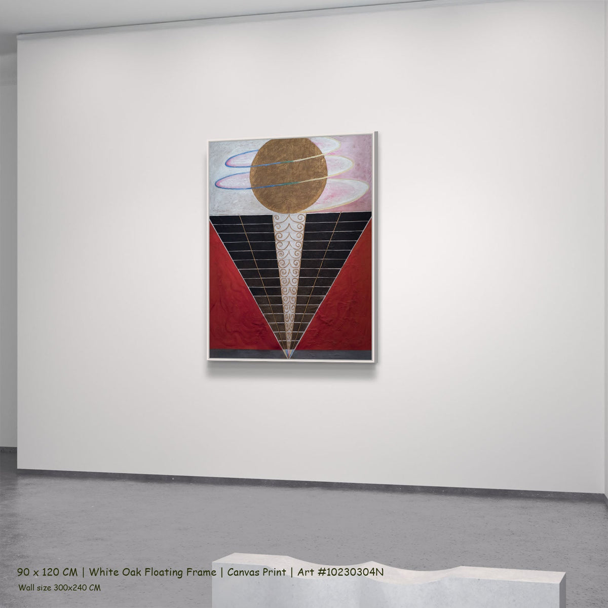 Altarpiece, No. 2, Group X by Hilma af Klint in a white oak floating frame, large red and black Modern Abstract canvas