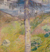 Large yellow and pink Impressionist canvas print of Larch by Ivan Grohar