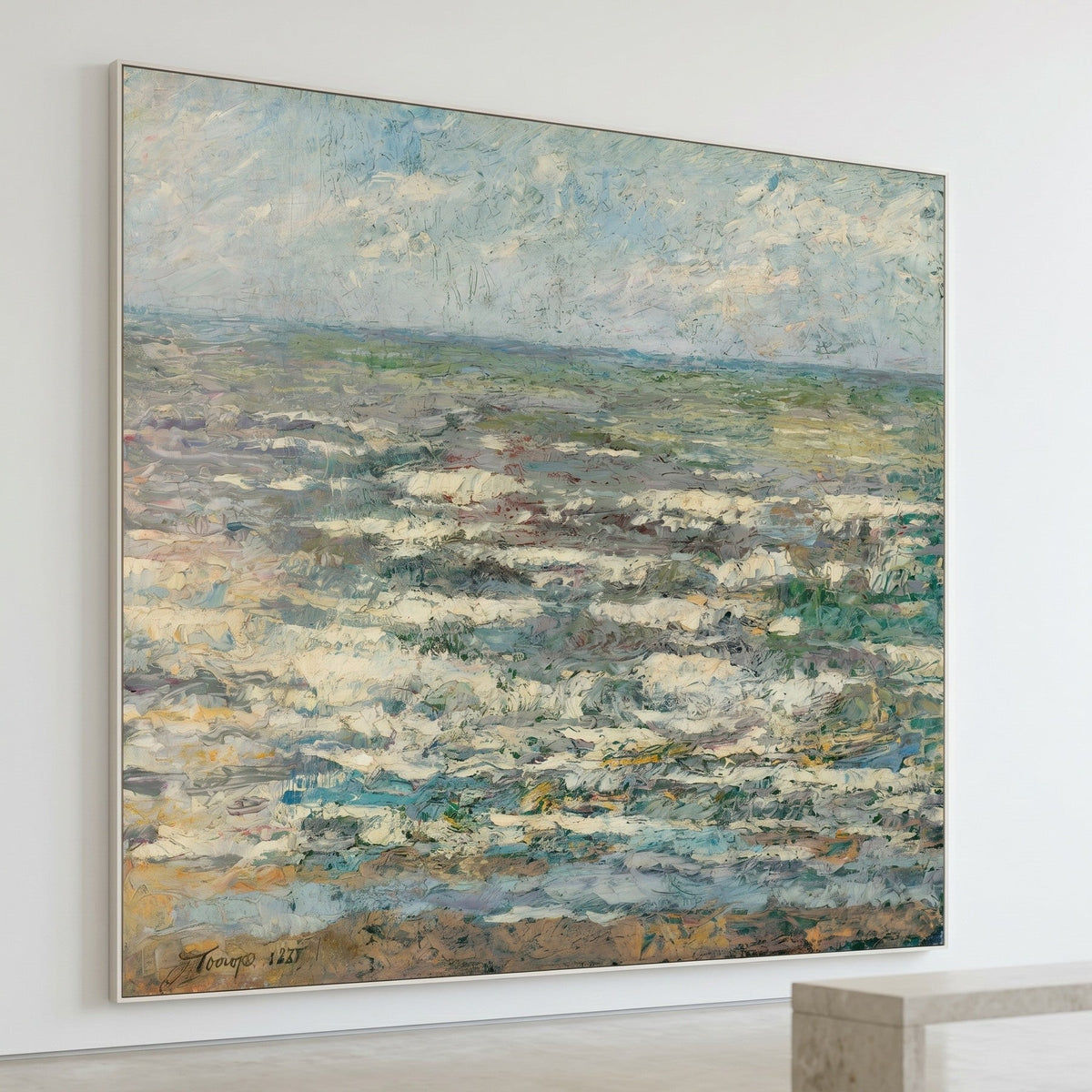 The Sea Large Seascape canvas wall art framed and hung on a wall by Jan Toorop