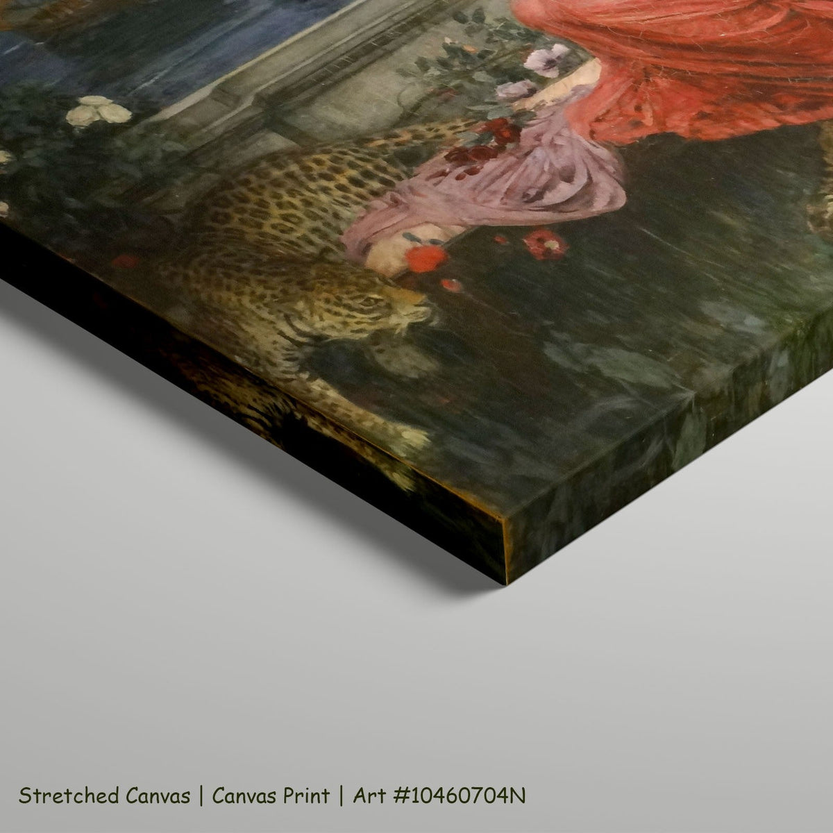 Ariadne by John William Waterhouse as a large stretched red and green Pre-Raphaelite canvas print
