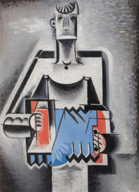 Large blue and red Cubist canvas print of Accordion Player by Josef Capek