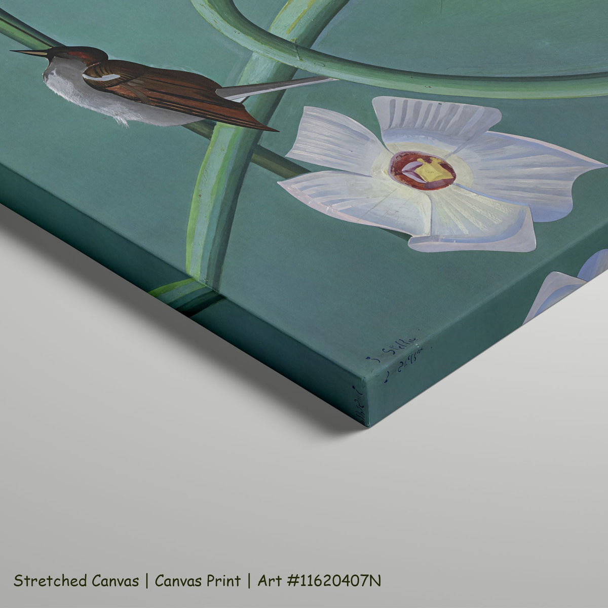 The White Heron by Joseph Stella as a large stretched green and light blue Botanical canvas print