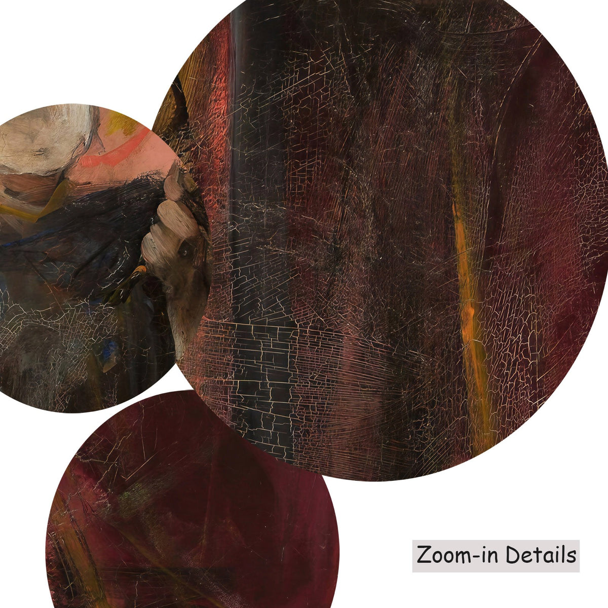 Konrad Krzyżanowski — Close-up detail of the brushwork on Apostles Peter and Paul, sketch, a large pink and black…