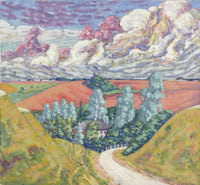 Large pink and olive Landscape canvas print of On the Road from Viljandi to by Konrad Mägi
