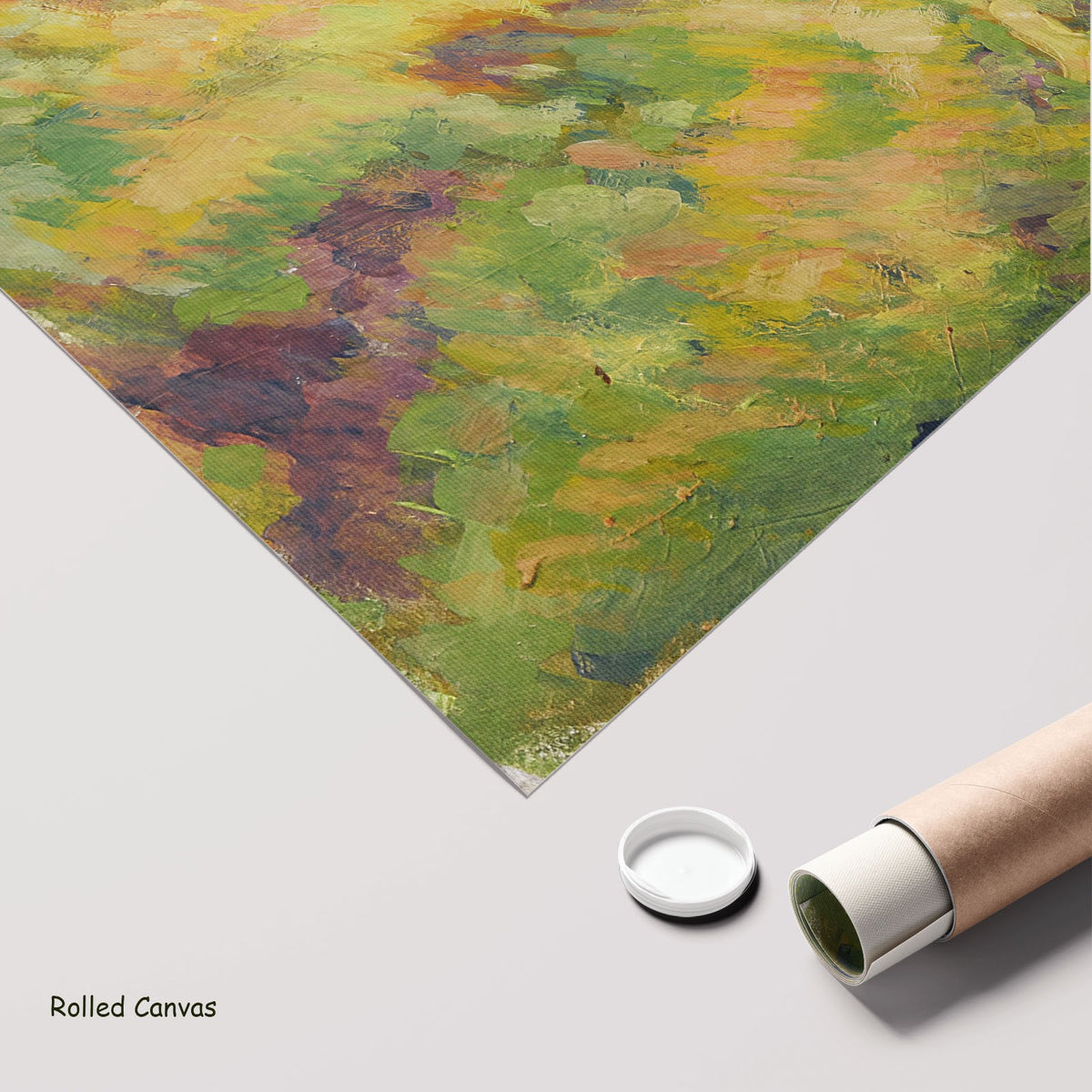 On the Road from Viljandi to by Konrad Mägi as a large rolled pink and olive Landscape canvas print