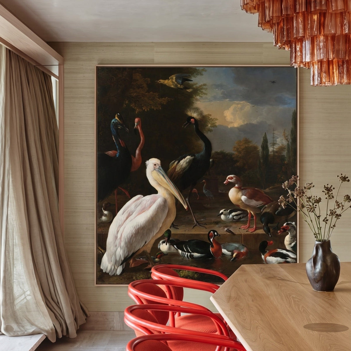 Melchior d'Hondecoeter | Large Brown White Baroque Canvas Wall Art | The Floating Feather — room photo 2