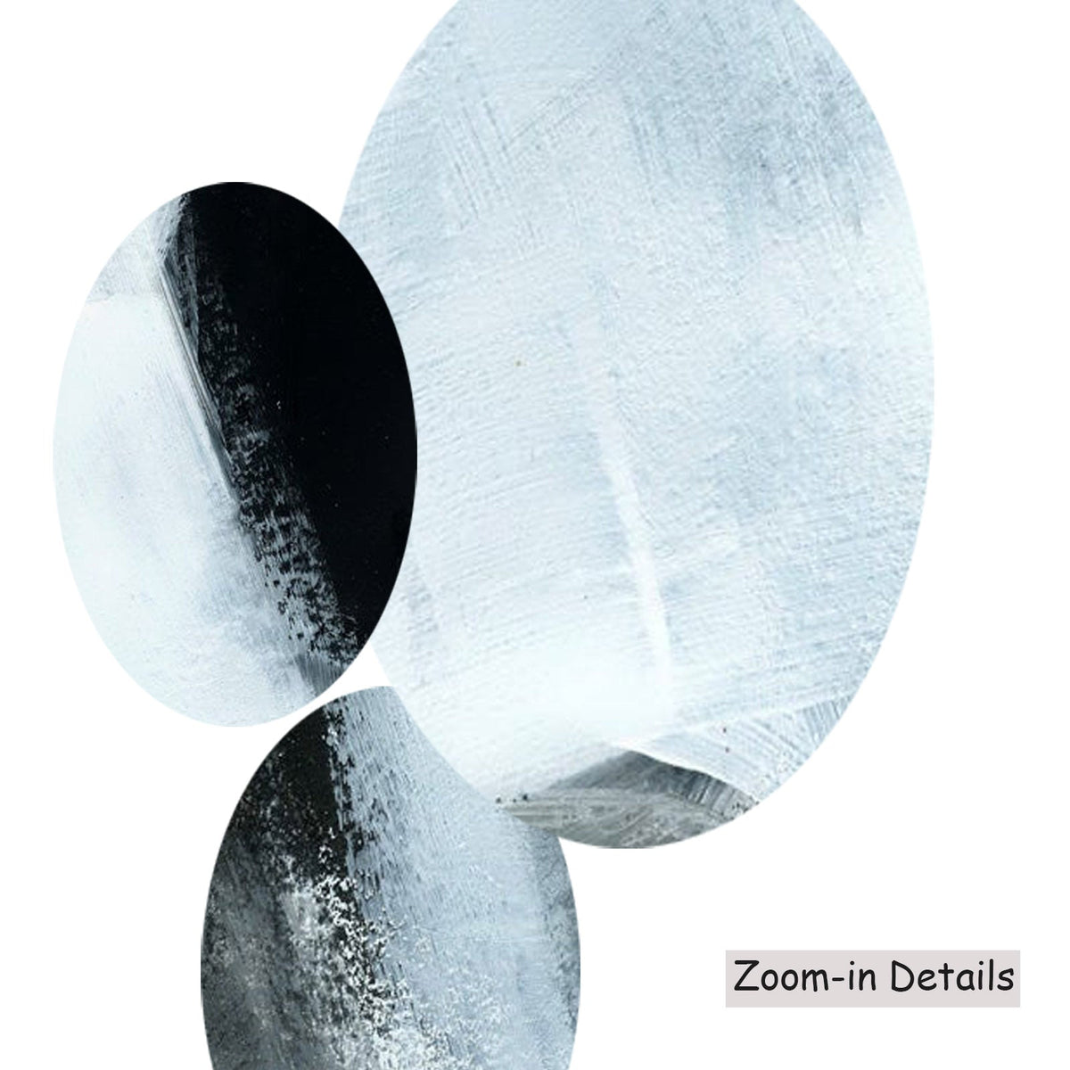 Monochrome Geometry I — canvas texture detail, large abstract wall art
