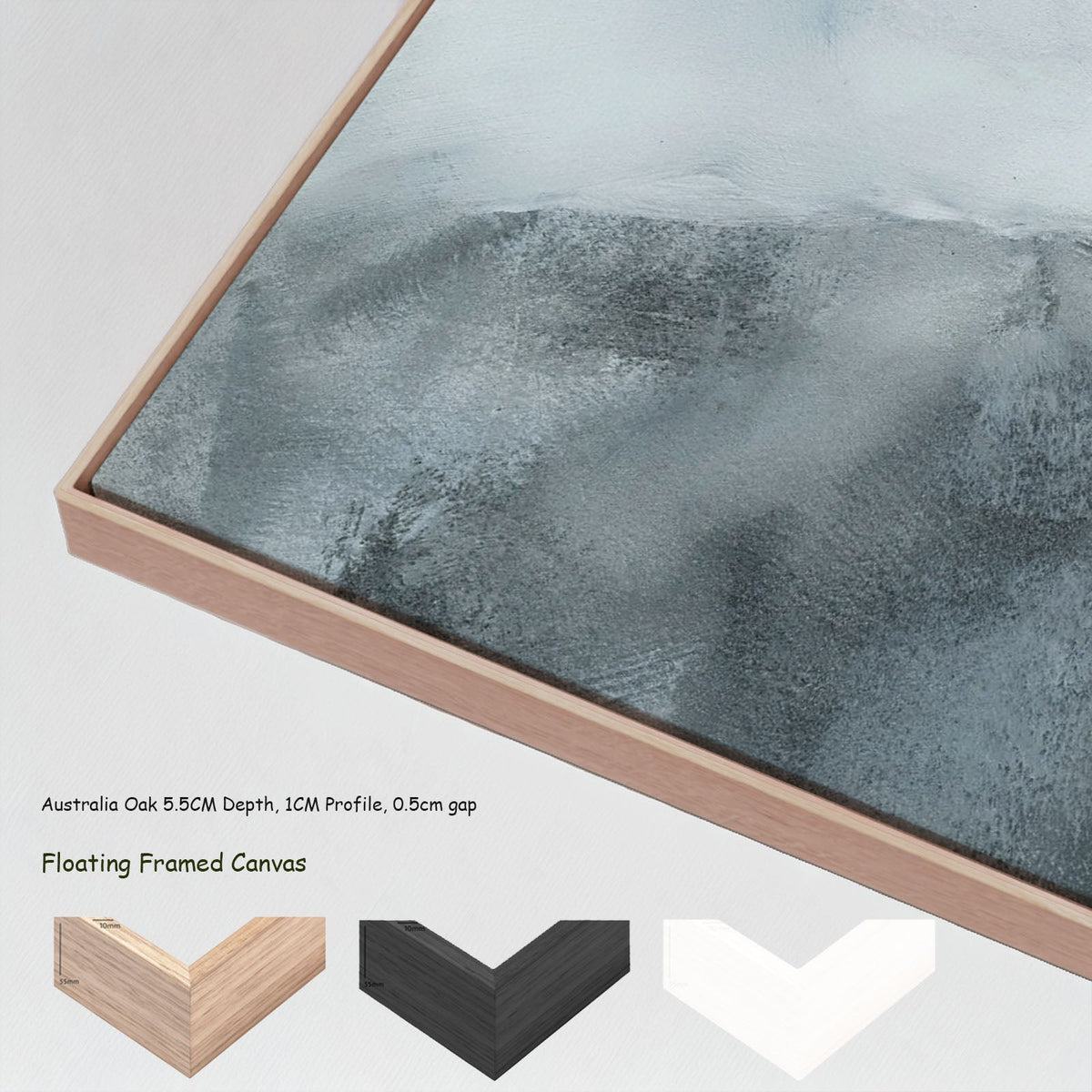 Monochrome Geometry I — oak floating frame options, large canvas print