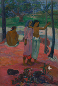 Large pink and green Symbolist canvas print of The Call by Paul Gauguin