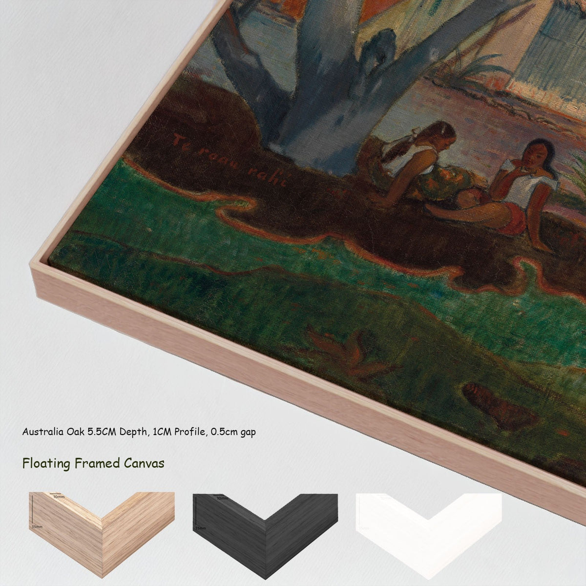 The Large Tree by Paul Gauguin in a floating frame, large green and pink Symbolist canvas print