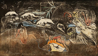 Large brown and black Symbolist canvas print of L’univers est créé, from the Noa by Paul Gauguin