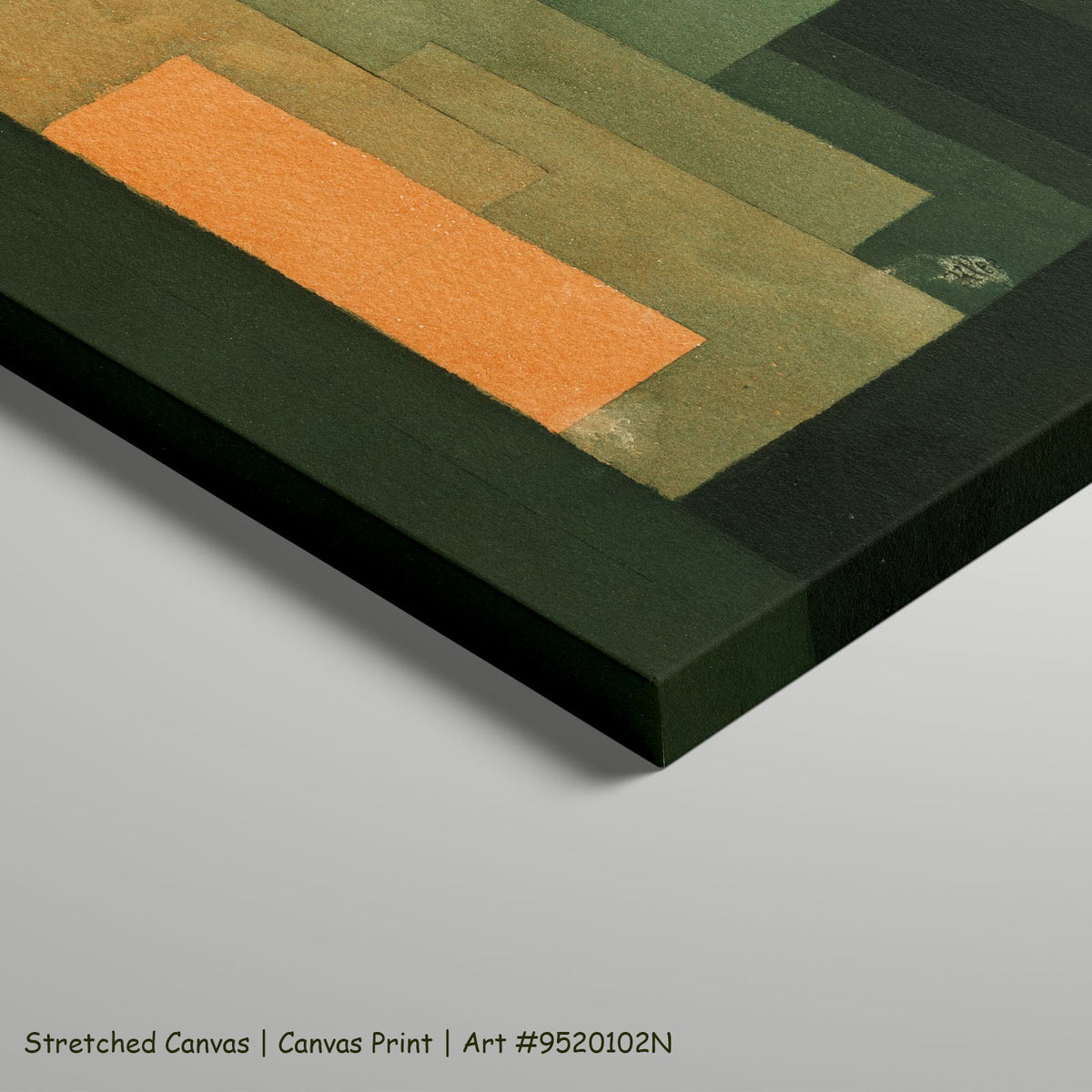 Green and Orange Composition by Paul Klee as a large stretched green and orange Modern Abstract canvas print