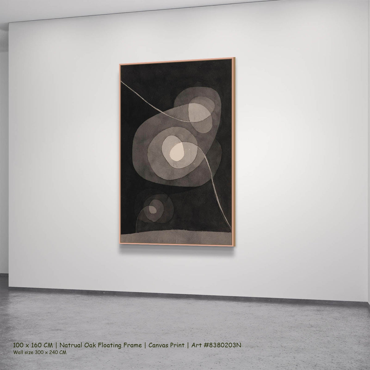 Paul Klee — Spiral Screw Flowers II Abstract canvas wall art in a natural oak floating frame, 100 × 160 cm