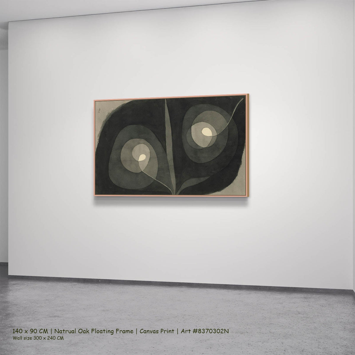 Paul Klee — Spiral Screw Flowers III Abstract canvas wall art in a natural oak floating frame, 140 × 90 cm