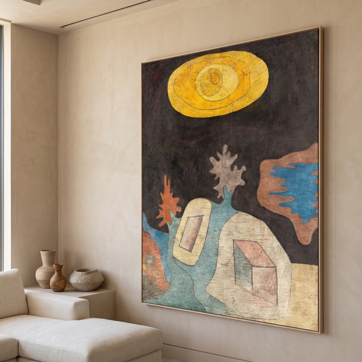 Paul Klee | Large Black Yellow Abstract Canvas Wall Art | Sun-Eye over Landscape — room photo 2