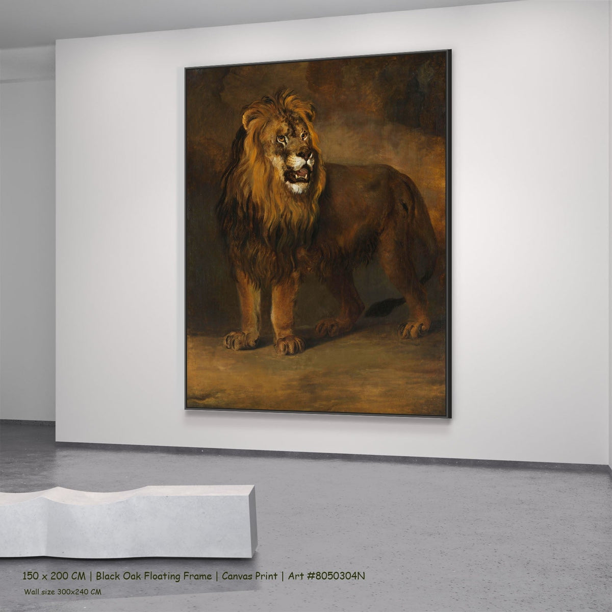 Pieter Gerardus van Os — A Lion from the Menagerie of King Louis Napoleon Wildlife canvas wall art in a black oak…