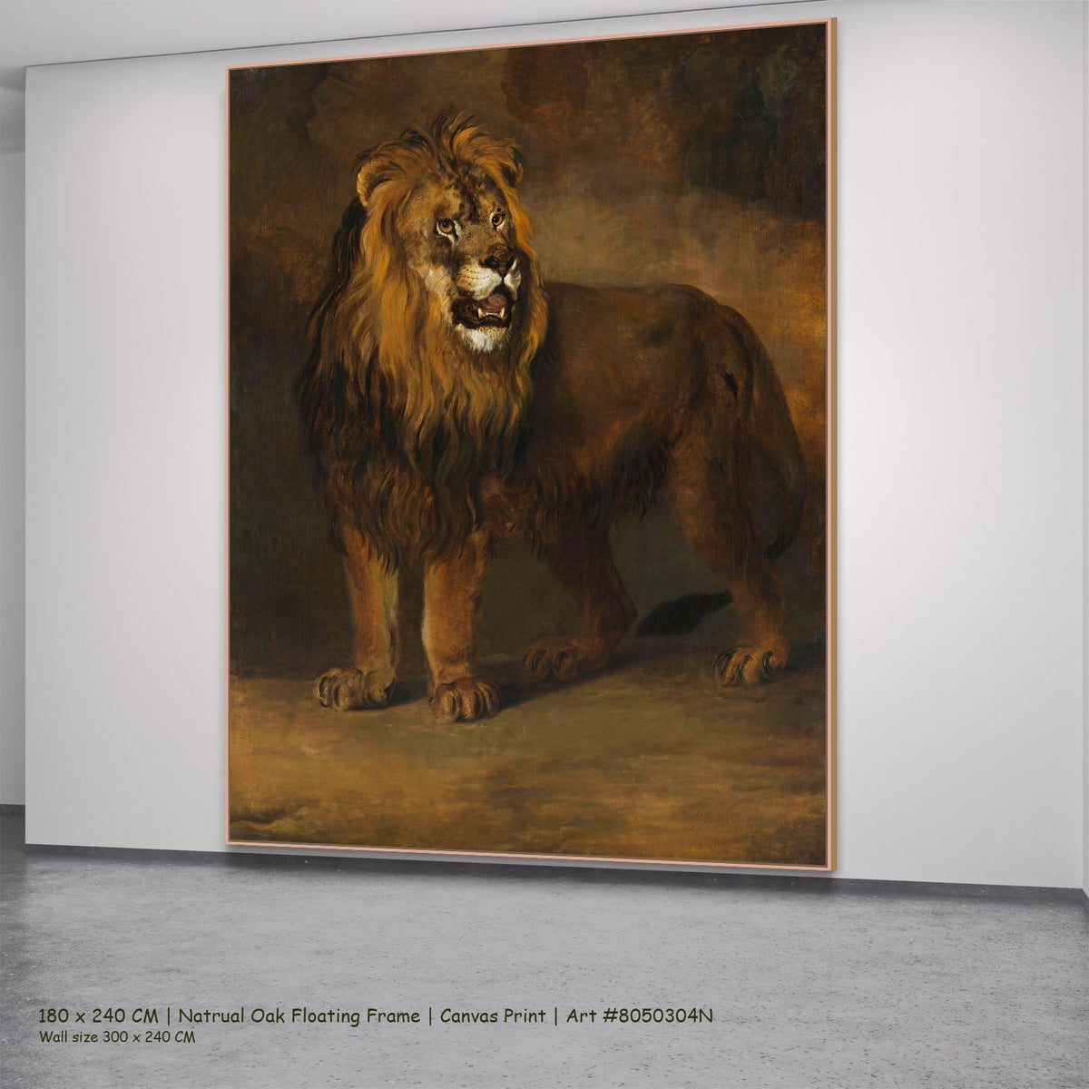 Pieter Gerardus van Os — A Lion from the Menagerie of King Louis Napoleon Wildlife canvas wall art in a natural oak…