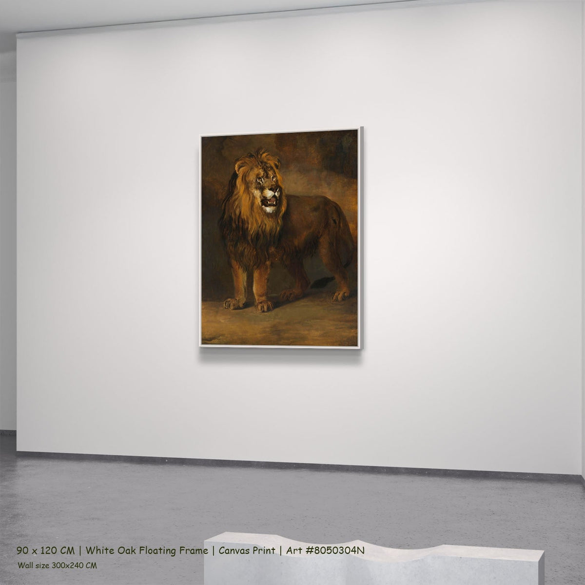 Pieter Gerardus van Os — A Lion from the Menagerie of King Louis Napoleon Wildlife canvas wall art in a white oak…