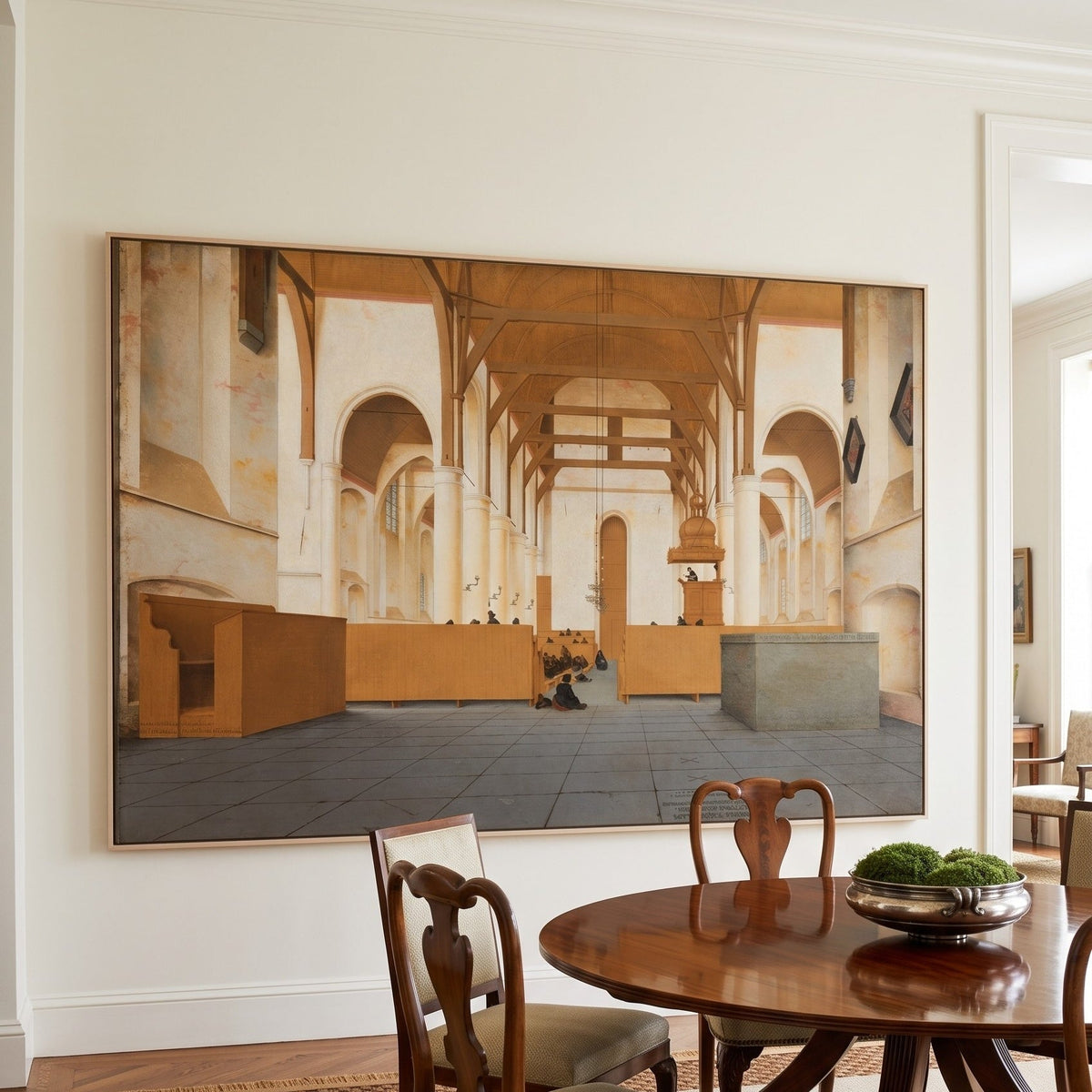 Pieter Jansz Saenredam | Large Orange White Architecture Canvas Wall Art | Interior of the Sint Odulphuskerk — room photo 2