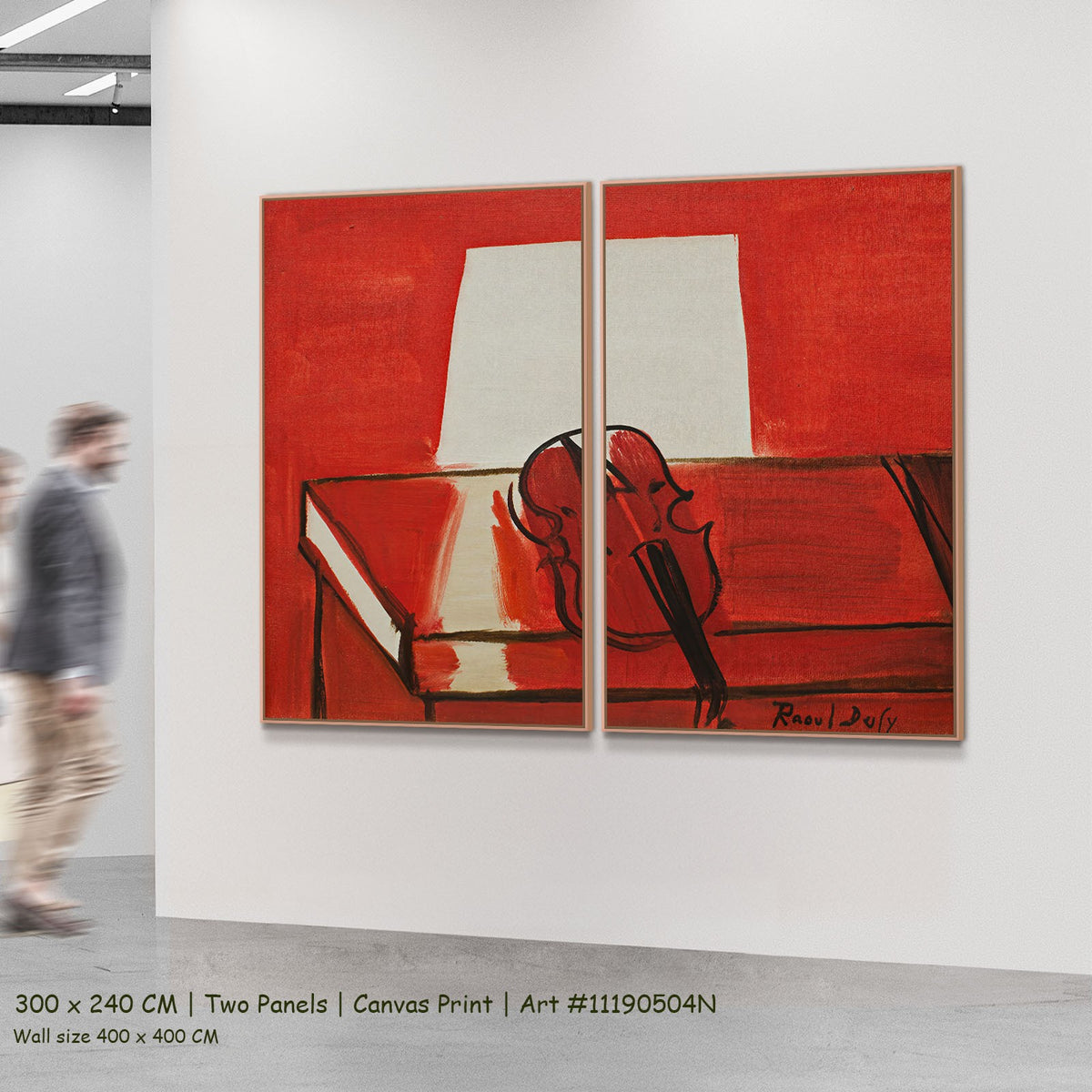 Le Violon rouge by Raoul Dufy as a large two-panel red and white Fauvist canvas set