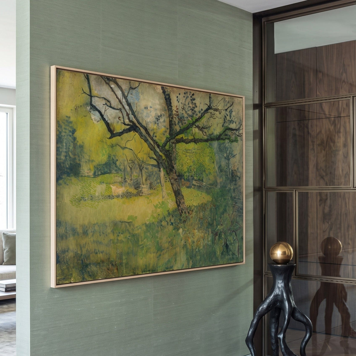 R.N. Roland Holst | Large Olive Green Landscape Canvas Wall Art | Orchard at Eemnes — room photo 2