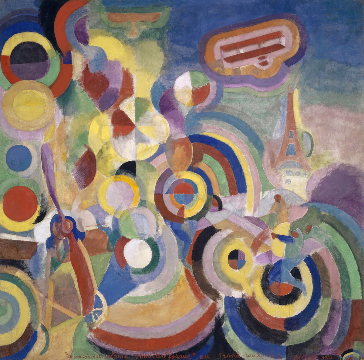 Large yellow and green Cubist Abstract canvas print of Hommage to Blériot by Robert Delaunay