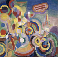Large yellow and green Cubist Abstract canvas print of Hommage to Blériot by Robert Delaunay