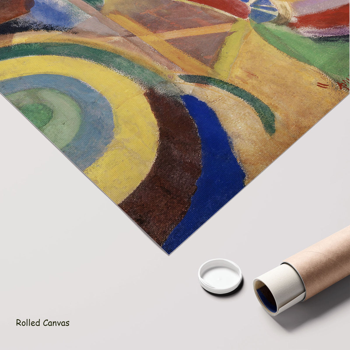 Hommage to Blériot by Robert Delaunay as a large rolled yellow and green Cubist Abstract canvas print