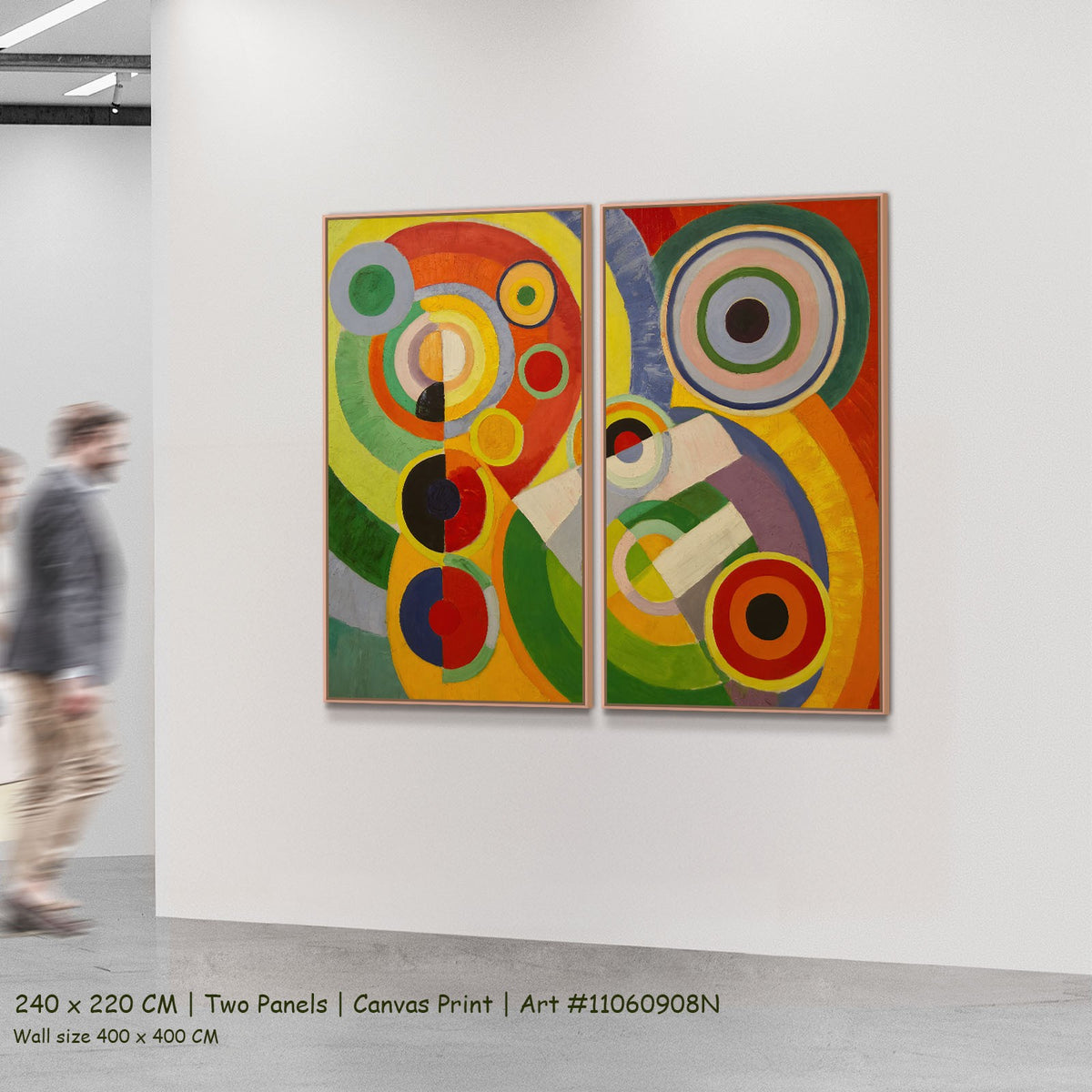 Rhythm, Joie de vivre by Robert Delaunay as a large two-panel red and yellow Geometric Abstract canvas set