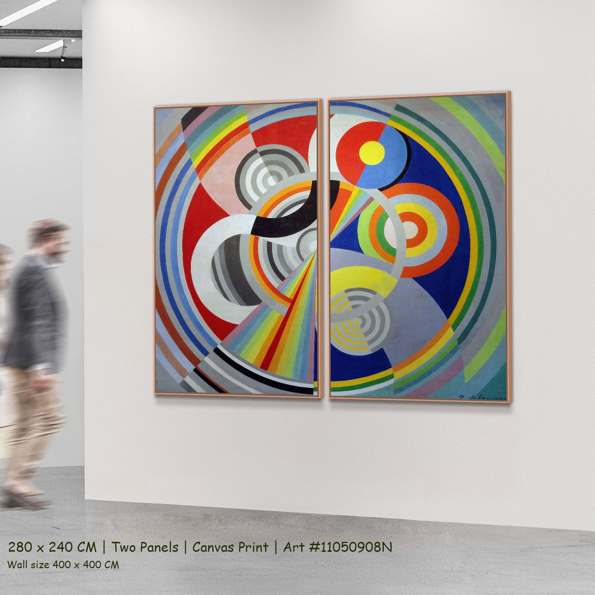Rythme n°1, décoration pour le Salon by Robert Delaunay as a large two-panel red and blue Colourful Abstract canvas set