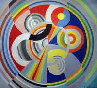 Large red and blue Colourful Abstract canvas print of Rythme n°1, décoration pour le Salon by Robert Delaunay