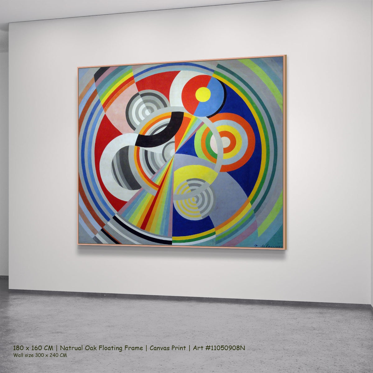 Rythme n°1, décoration pour le Salon by Robert Delaunay in a natural oak floating frame, large red and blue Colourful Abstrac